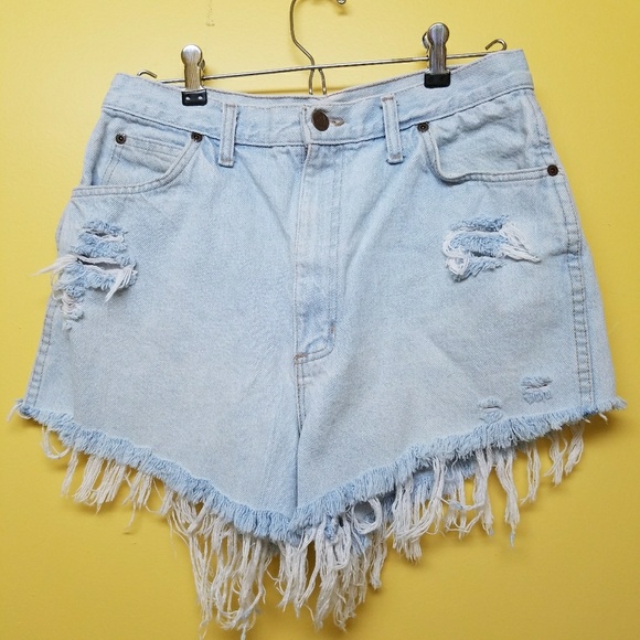 Vintage Pants - Vintage Super High Waisted Distressed Cut Offs